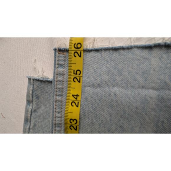 Zara High Rs Distressed Straight Leg Jeans Size 4 Light Button Fly Ripped Knees - Picture 9 of 14